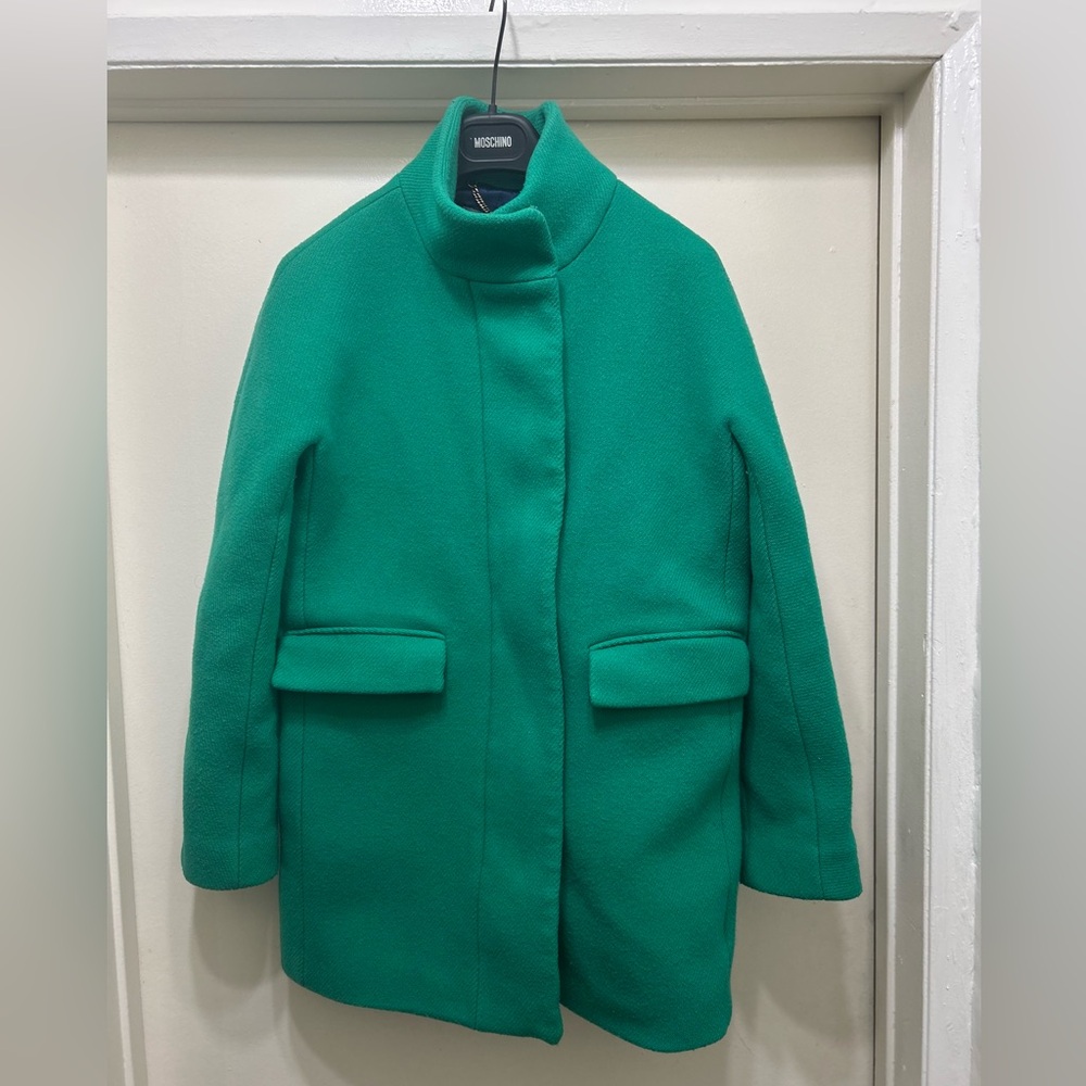 J. CREW Nello Gori Cocoon Coat in Italian Stadium-Cloth Wool Blend Size 4 Green